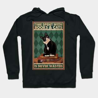 Time spent with books and cats is never wasted Cat Lover Hoodie